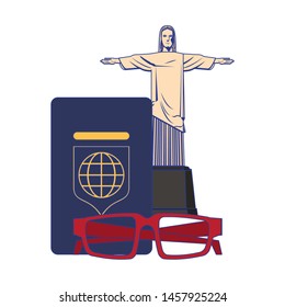 Travel vacations redemeer christ with passport and glasses cartoons