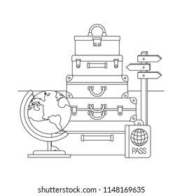 travel vacations set icons