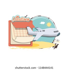 travel vacations set icons