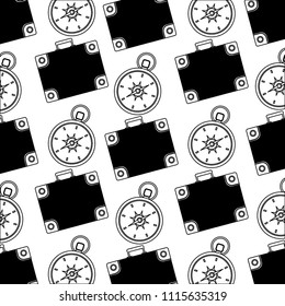 travel vacations suitcase and compass background