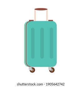 travel vacations suitcase with handle and wheels isolated vector icon vector illustration