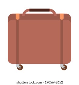 travel vacations suitcase with wheels isolated vector icon vector illustration
