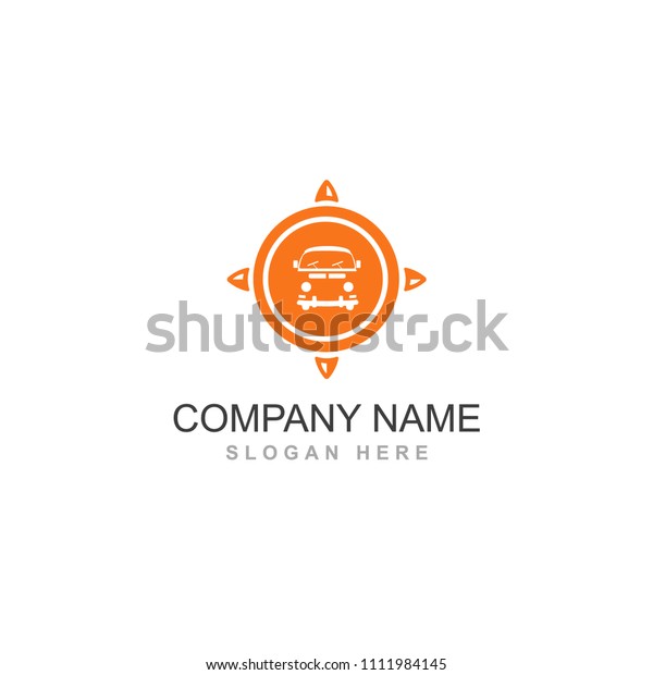 Travel van car bus\
compass vector logo