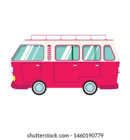 travel van car flat vector illustration retro Camping, road trip, summer, caravan etc.