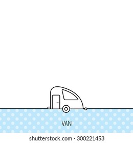 Travel van icon. Holiday camper sign. Circles seamless pattern. Background with icon. Vector