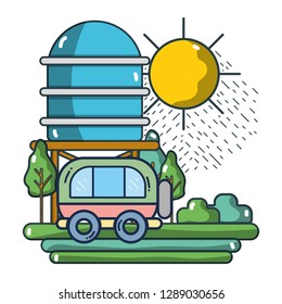 Travel van riding on nature
