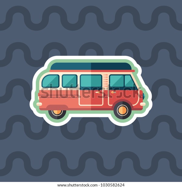 Travel van\
sticker flat icon with color\
background.