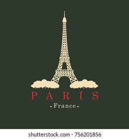 Travel vector banner. The famous Eiffel tower in Paris, Champs Elysees, France. French landmark