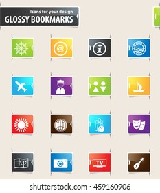 Travel vector bookmark icons for your design