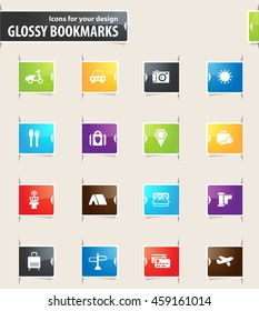 Travel vector bookmark icons for your design