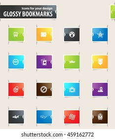 Travel vector bookmark icons for your design