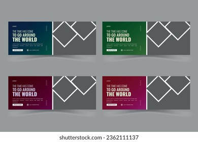 Travel vector facebook cover design template for ads tour social media cover with photo place holder,
web banner, travel social media banner design.