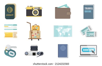 travel vector flat design set,travel equipment