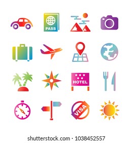 travel vector gradient icons, trendy design elements