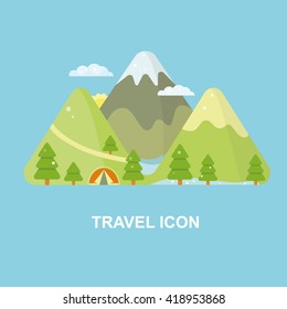 Icono de Vector de viaje aislado. Logotipo de las montañas. 