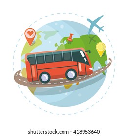 Travel Vector icon isolated. Trip around the world. Logo for travel agency