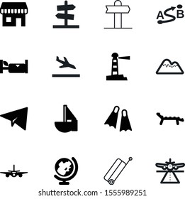 travel vector icon set such as: icons, rock, airline, shop, equipment, season, hot, room, flag, driving, mountain, navigator, deckchair, snow, start, ocean, point, flippers, hospital, logistics