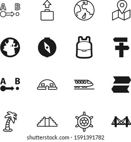 travel vector icon set such as: digital, kit, linear, navigate, handbag, sphere, leisure, school, house, suspension, shipping, schoolbag, railway, tag, sailing, mark, pyramids, ship, north, orbit