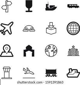 travel vector icon set such as: point, tower, wagon, freight, red, location, logistics, airline, leisure, metro, arrivals, blank, prayer, break, www, icons, railroad, navigation, pool, architectural