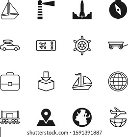 travel vector icon set such as: bag, network, passenger, container, start, technology, point, carriage, railroad, local, handwheel, outline, horse, knowledge, landmark, case, place, blue, tour, jet