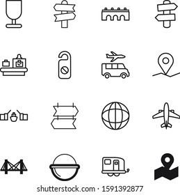 travel vector icon set such as: connection, inspection, internet, trailers, food, camper, earth, nature, recreation, simple, room, technology, rest, pointer, fragile, fly, digital, monitor, gate