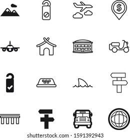 travel vector icon set such as: commercial, creative, linear, mountains, atm, dollar, life, tree, closed, pictogram, marker, doorknob, cab, nobody, earth, shape, home, cottage, network, message, rock