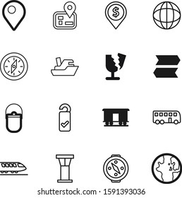 travel vector icon set such as: curve, handle, label, bubble, up, tour, south, drawing, cartography, logo, locomotive, east, grey, dinner, break, signpost, building, cruise, room, high, dollar