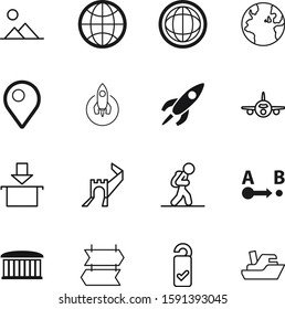travel vector icon set such as: routing, people, structure, flame, hiking, photo, summer, scenery, make, cruise, ancient, old, fantasy, hotel, border, guidance, street, stone, air, healthy, asia