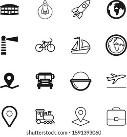 travel vector icon set such as: camp, handle, silver, heat, office, summer, network, public, pot, air, station, logo, finance, up, railroad, training, jet, ufo, race, drive, coast, cooking, airplane