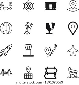 travel vector icon set such as: adventure, airline, signpost, fire, departure, market, waterslide, geography, boat, hand, home, communication, earth, controller, coast, recreation, beach, routes