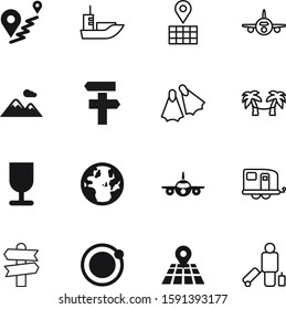 Travel Vector Icon Set Such As: Guidepost, Mobile, Car, Sun, Mountain, Local, Lines, Flippers, Traffic, Logistic, Exotic, Mountains, Glass, Man, Extreme, Caravan, Palm, Modern, Pulling, Broken