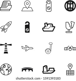 travel vector icon set such as: local, plane, geo, sailing, space, activity, saint, rocket, electric, color, sail, air, shuttle, tour, nautical, hotel, search, glass, lighthouse, outline, drive