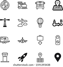 travel vector icon set such as: science, message, routing, north, locator, vacation, aerial, card, ocean, hot, auto, coast, striped, flame, nautical, trip, rocket, private, drive, mobile, navigator