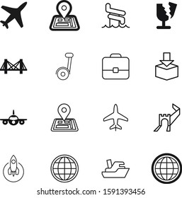 travel vector icon set such as: futuristic, shipping, wall, control, cruise, spacecraft, ride, yacht, skateboard, slide, manager, fragile, fantasy, passenger, school, history, segway, finance, career