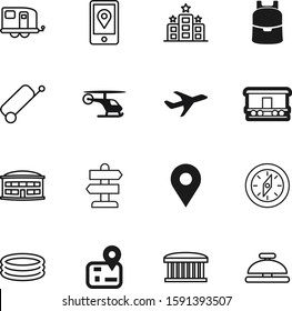 Travel Vector Icon Set Such As: Railroad, Choice, Fashion, Schoolbag, Guidepost, Kid, Carriage, Chopper, Services, Beach, Truck, Directional, Office, Concierge, Screen, Navigator, Lobby, Child