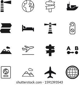 travel vector icon set such as: document, start, traffic, off, button, immigration, beam, departure, trip, geology, vehicle, passport, sky, walking, nobody, navigate, knowledge, wave, private