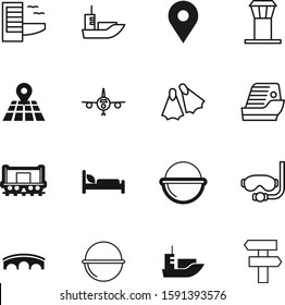 travel vector icon set such as: skyscraper, guide, hospital, liner, street, guidance, sport, dive, locator, information, railroad, lines, house, jet, grey, departure, scuba, tube, drawing, rail