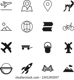 travel vector icon set such as: house, cute, airways, agriculture, windmill, departure, network, air, airliner, chinese, future, vintage, estate, space, shuttle, cool, trailer, up, ride, culture