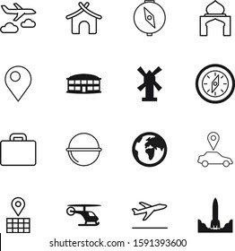 travel vector icon set such as: real, job, locator, culture, people, commercial, take, australia, airliner, shiny, suitcase, copter, voyage, traditional, portfolio, ship, station, globe, picnic