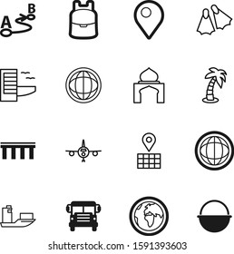 travel vector icon set such as: decoration, route, camp, commercial, yacht, drive, geo, golden, recreation, sun, house, outline, cargo, real, marine, relaxation, shipping, spirituality, australia