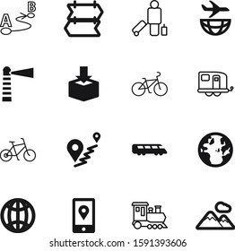 travel vector icon set such as: steam, pulling, suitcase, person, architecture, guide, luggage, label, blank, emblem, rock, information, logistic, bag, beam, destination, beach, search, plane