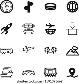 travel vector icon set such as: exotic, image, mountain, direction, swimming, tropical, way, future, retro, island, pool, trees, bridge, linear, grey, spaceship, sky, service, tropic, drive