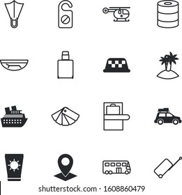 travel vector icon set such as: departure, control, old, message, steering, paper, pair, coconut, can, circle, minicar, natural, button, different, longer, motor, tin, location, taxi, underwater, spf