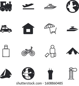 travel vector icon set such as: summertime, wheel, button, yachting, shore, railway, sailboat, cycling, drive, lamp, collection, regatta, lounger, rail, aeroplane, club, tent, people, peg, canopy