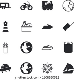 travel vector icon set such as: light, tour, can, natural, technology, check, leisure, spacecraft, railroad, signal, safe, caravan, town, office, lifestyle, tin, wind, lighthouse, booking, wood