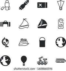 travel vector icon set such as: round, pictogram, colorl, tag, holdall, clean, equipment, package, outdoor, paper, cinema, line, suitcase, pot, tour, protect, future, silence, 3d, shape, concert