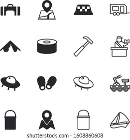travel vector icon set such as: antenna, retro, taxi, duffle, soft, concept, aircraft, fly, household, tomato, robot, handbag, shelter, waves, pretty, automobile, needle, drawn, sea, planet, caravan