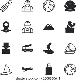 travel vector icon set such as: yachting, healthy, surfing, sailing, tour, active, location, picnic, engine, counter, pointer, online, sun, cruise, marine, cartography, arrival, cosmonaut, windsurf