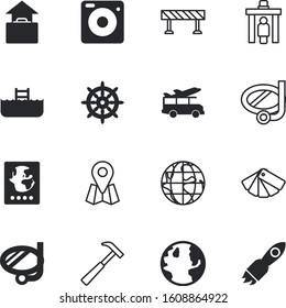 travel vector icon set such as: discovery, identity, model, interface, cosmos, launch, city, case, shadow, fresh, passport, protect, digital, lens, tag, gate, frame, entrance, development, id