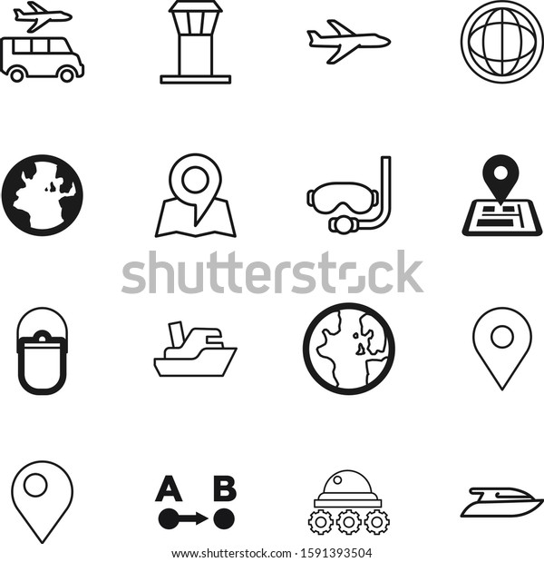 travel vector icon set such as: exploration, science,\
b, street, car, plan, wheel, camp, glasses, controller, bus,\
nature, robot, tower, lunar, picnic, technical, mask, metal, mars,\
underwater, fly